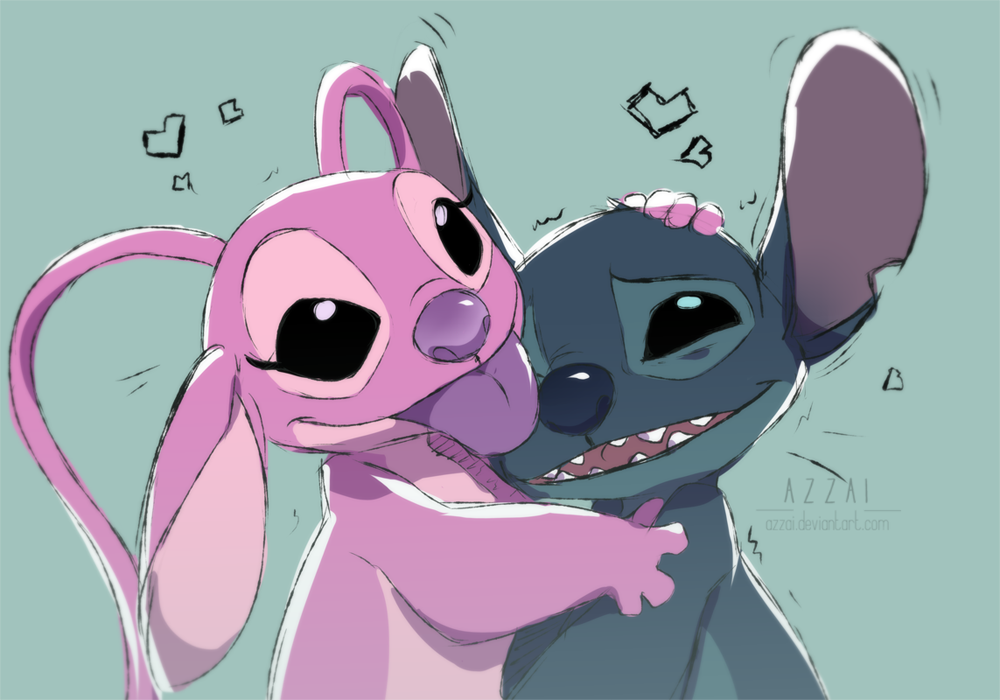 &lt;3 4_fingers alien ambiguous_gender angel_(lilo_and_stitch) antennae_(anatomy) anthro azzai biped black_eyes blue_body blue_fur blue_nose colored_sketch digital_drawing_(artwork) digital_media_(artwork) disney duo ear_markings ears_down embrace experiment_(lilo_and_stitch) eyebrows eyelashes female_(lore) fingers fur hand_on_head happy hug lilo_and_stitch long_antennae male_(lore) markings notched_ear open_mouth open_smile pink_body pivoted_ears purple_markings purple_tongue raised_inner_eyebrows simple_background sketch smile stitch_(lilo_and_stitch) teal_background text tongue tongue_out url watermark