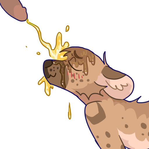 alpha_channel anthro bodily_fluids duo genital_fluids guncht hyena male male/male mammal peeing_on_face simple_background spotted_hyena telegram_sticker transparent_background urine urine_on_face urine_stream watersports