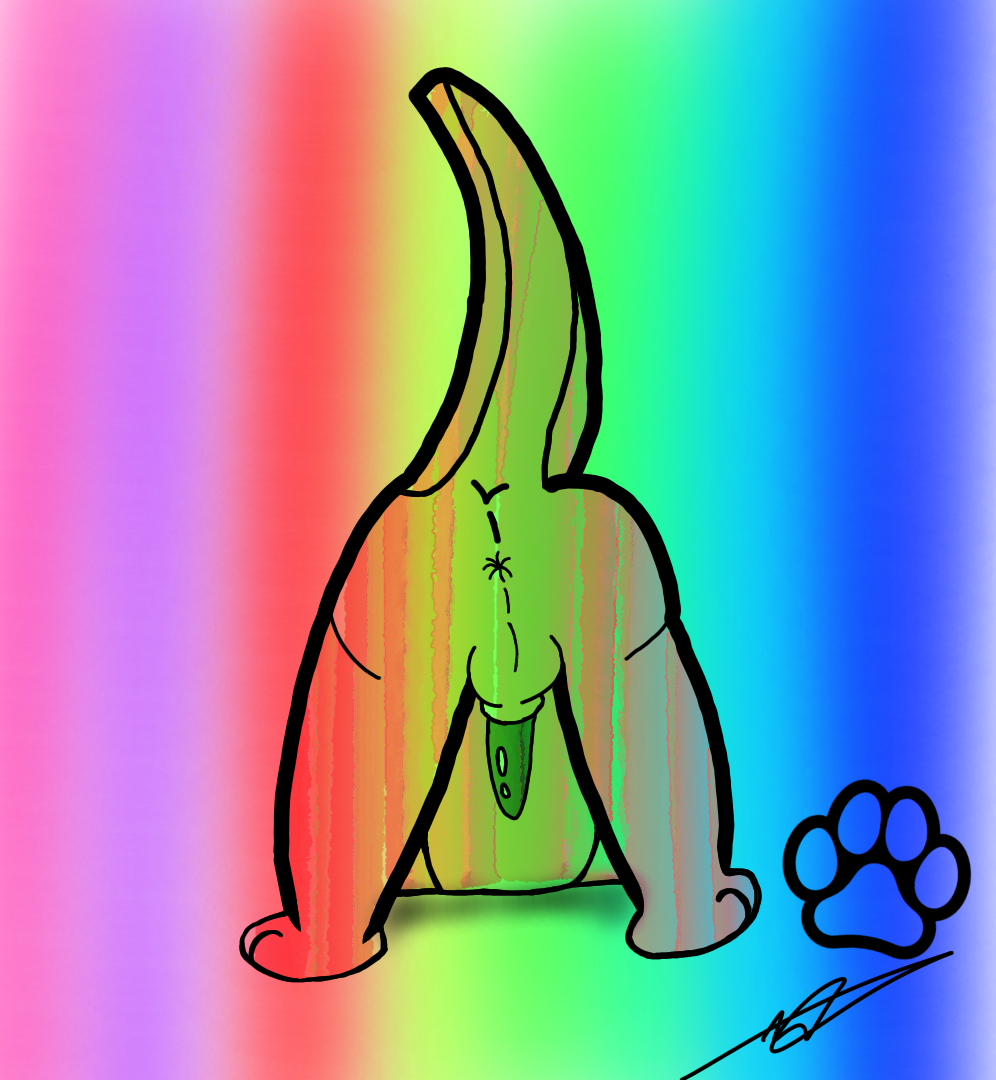 anthro anus ass_up balls butt genitals jonytheyiff male male/male mammal mustelid otter otter_penis penis rainbow raised_tail shaded shadow signed solo spread_legs spreading tail tapering_penis watermark