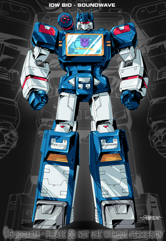 artist_name assault_visor clenched_hands decepticon english_commentary guido_guidi mecha no_humans official_art robot shoulder_cannon solo soundwave_(transformers) straight-on the_transformers_(idw) transformers watermark zoom_layer
