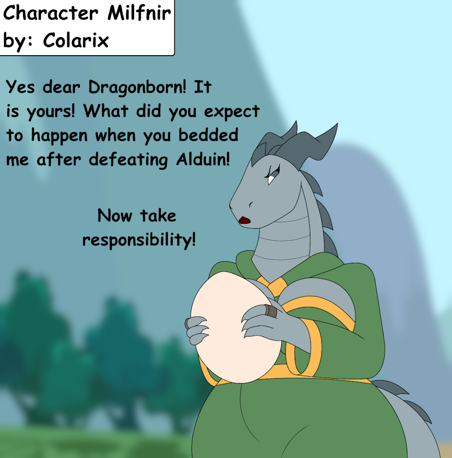 alduin anthro baby_trapping bethesda_softworks breasts clothed clothing curvaceous curvy_figure dovahkiin dragon dragon_egg dress egg female foxtide888 mature_female milfnir reptile ring scalie skyrim solo the_elder_scrolls voluptuous