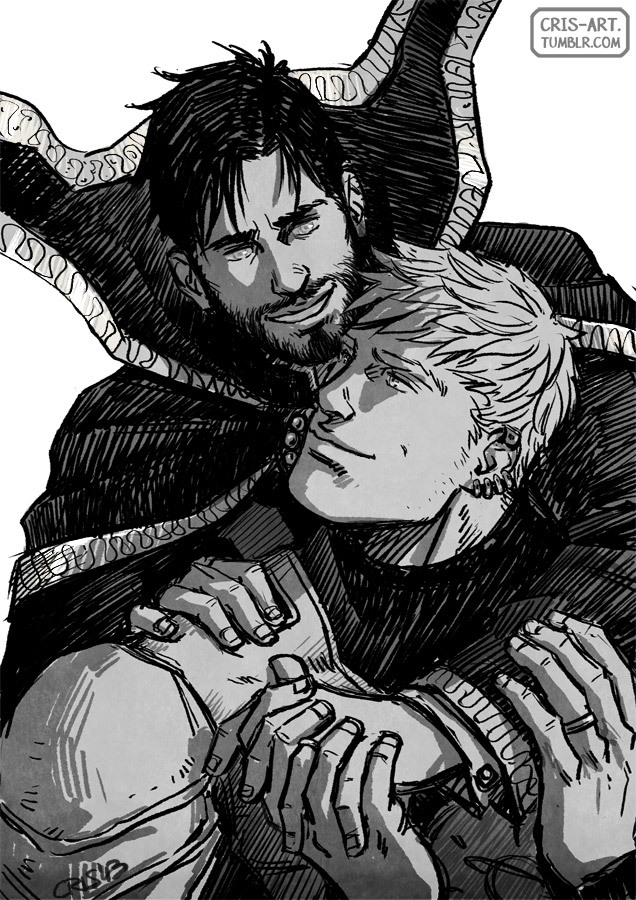 2boys aged_up alternate_universe arm_around_shoulder armor bad_id bad_tumblr_id bara beard black_hair blonde_hair couple cris_art ear_piercing eye_contact facial_hair greyscale hand_on_another's_shoulder high_collar holding_hands hulkling husband_and_husband interlocked_fingers jewelry looking_at_another male_focus marvel monochrome multiple_boys mustache pauldrons piercing ring short_hair shoulder_armor sideburns sideburns_stubble smile sparse_stubble thick_eyebrows upper_body wedding_ring wiccan yaoi
