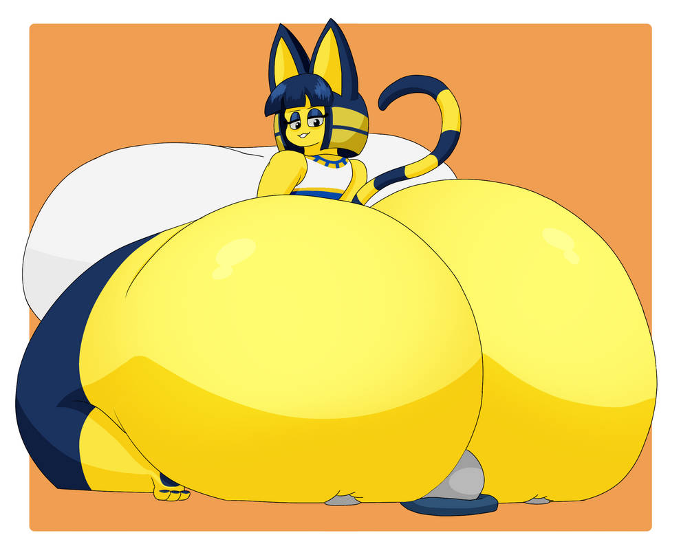 ambiguous_gender animal_crossing ankha_(animal_crossing) ankha_prime_(user3345) anthro big_breasts breasts duo facesitting felid female female/ambiguous fur huge_breasts huge_thighs hyper hyper_breasts hyper_thighs mammal markings nintendo sitting_on_another striped_markings striped_tail stripes tail tail_markings thick_thighs user3345 yellow_body yellow_fur