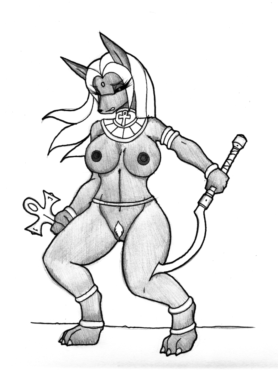 3_toes 4_fingers alternate_species ankh anklet anthro anubian_jackal areola armband bare_shoulders barefoot bent_legs big_breasts black_and_white black_areola black_body black_fur black_nipples black_nose bottomless breasts canid canine canis claws clothed clothing corruption deity digitigrade ears_up egyptian egyptian_clothing egyptian_mythology erect_nipples eyes_closed feet female fingers forced forced_transformation fur gem gem_on_forehead genitals growth hair holding_object holding_weapon huge_breasts humanoid_hands ivanks jackal jewelry lara_croft long_hair looking_down mammal melee_weapon middle_eastern_mythology moan monochrome mostly_nude mythology navel nipples nude open_mouth paws pubes pussy simple_background snout snout_growth solo species_transformation spread_legs spreading square_enix standing sword toe_claws toes tomb_raider topless transformation waistband weapon white_background wristband