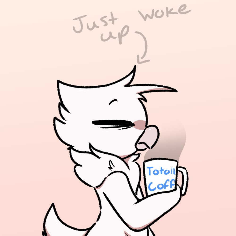 2022 ambiguous_anthro ambiguous_gender anthro avian beak beverage biped bird blue_text coffee coffee_mug digital_media_(artwork) directional_arrow english_text eyes_closed feathers grey_text hair holding_beverage holding_coffee holding_coffee_mug holding_object just_woke_up monotone_body monotone_feathers mug nude nude_anthro nude_male pink_background riley_(giidenuts) side_view simple_background solo tail text text_on_mug white_arms white_body white_feathers white_hair white_legs white_mug white_tail yosshidoragon