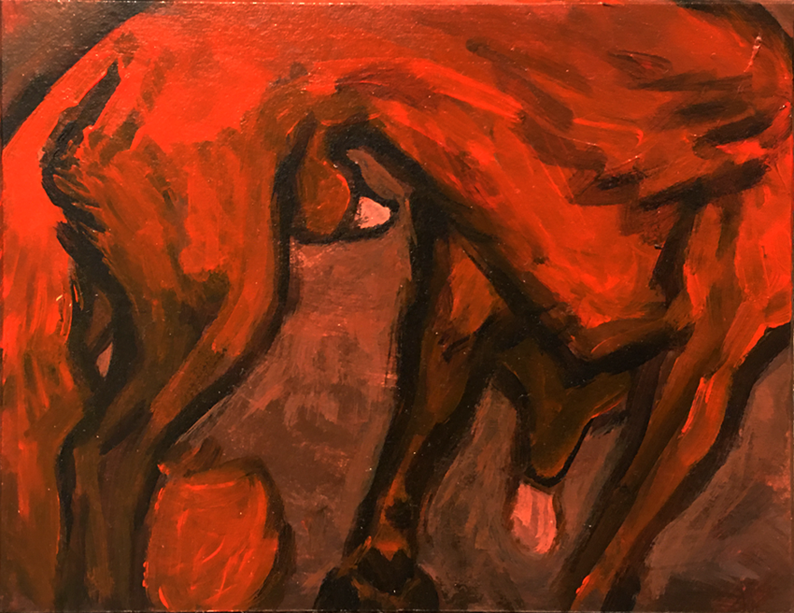 acrylic_painting_(artwork) animal_genitalia canid canine feral genitals male mammal matuska painting_(artwork) penis penis_tip sheath solo tongue tongue_out traditional_media_(artwork)
