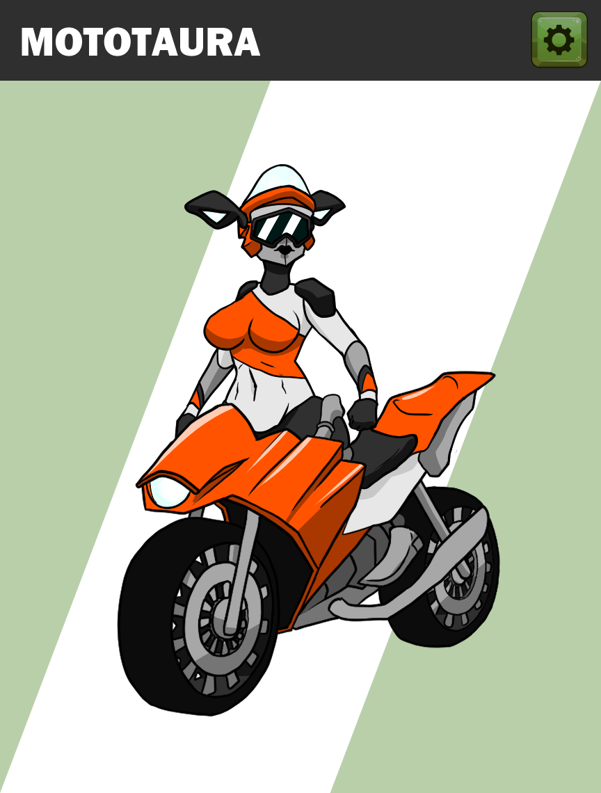 female humanoid living_machine living_vehicle machine monster_girl_(genre) motorcycle motorcycle_helmet orange_body orange_skin robot robot_humanoid rottentuttifrutti solo vehicle vehicle_humanoid white_body white_skin