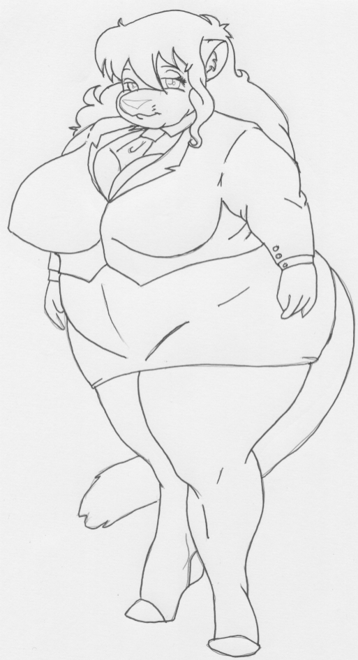 2009 anthro belly big_butt bottomwear breast_expansion breasts businesswear butt clothed clothing danellz expansion felid female hair kathy_(danellz) legwear lion mammal necktie obese obese_anthro obese_female office_clothing open_mouth overweight overweight_anthro overweight_female pantherine sketch skirt solo stockings thick_thighs traditional_media_(artwork) weight_gain