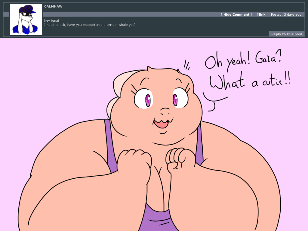 2018 4:3 5_fingers anthro ask_blog bar_emanata batspid2 black_eyebrows black_eyelashes breasts cleavage clothed clothing crop_top dialogue digital_drawing_(artwork) digital_media_(artwork) double_chin emanata english_text exclamation eyebrows female fingers flabby_arms flat_colors frill_(anatomy) front_view glistening glistening_eyes head_crest head_frill juna_(batspid2) lizard membrane_(anatomy) membranous_frill obese obese_anthro obese_female overweight overweight_anthro overweight_female pink_body pink_scales purple_clothing purple_eyes purple_topwear question reptile scales scalie shirt smile solo text topwear