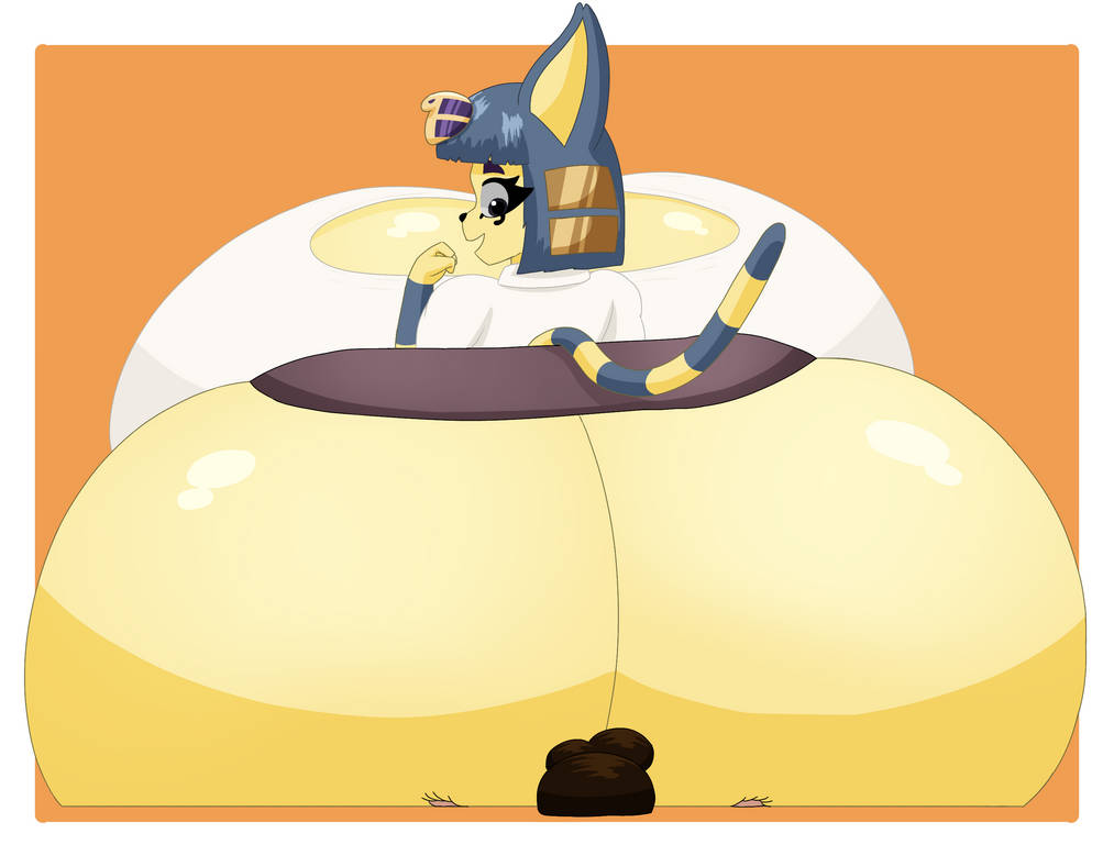 ambiguous_gender animal_crossing ankha_(animal_crossing) ankha_simpson_(user3345) anthro big_butt butt duo facesitting felid female female/ambiguous fur huge_butt hyper hyper_butt mammal nintendo sitting_on_another user3345 yellow_body yellow_fur