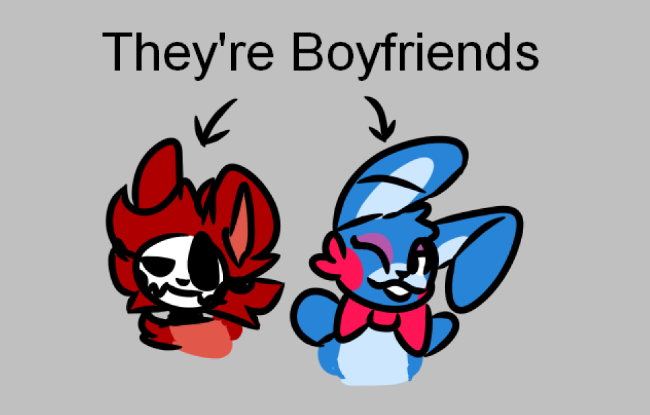 animatronic anthro blue_body blue_fur blush bow_tie canid canine choker crazyassfox22 duo five_nights_at_freddy's five_nights_at_freddy's_2 fox fur jewelry lagomorph leporid machine makeup male male/male mammal mask necklace proxy_(crazyassfox22) rabbit red_body red_fur robot scottgames skull_mask toy_bonnie_(fnaf)