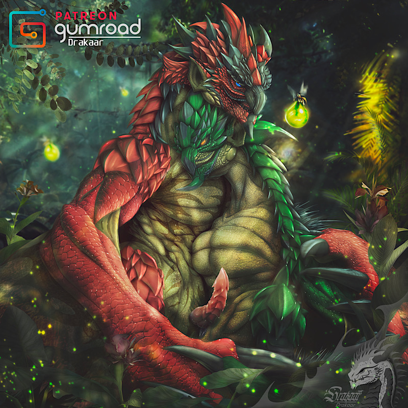 artist_name capcom claws detailed detailed_scales drakaar duo embrace erection female feral finger_claws flying_wyvern forest genitals green_body green_scales gumroad gumroad_logo hug male male/female monster_hunter patreon penis plant rath_wyvern rathalos rathian red_body red_scales scales shaded text tree watermark