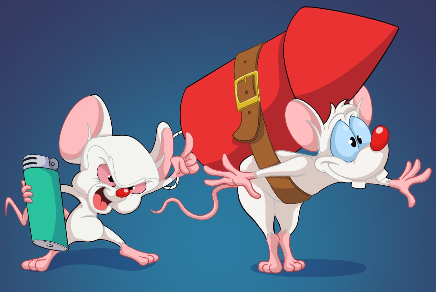 anthro buckteeth duo fur lighter male mammal mouse murid murine open_mouth pinky_(warner_brothers) pinky_and_the_brain rocket rodent scottforester17 simple_background teeth the_brain warner_brothers white_body white_fur