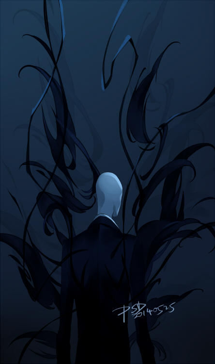 1boy artist_name back black_suit black_wings creepypasta dark_background faceless faceless_male formal psd_(psdgai) slender_man solo standing suit tall_male tendril wings