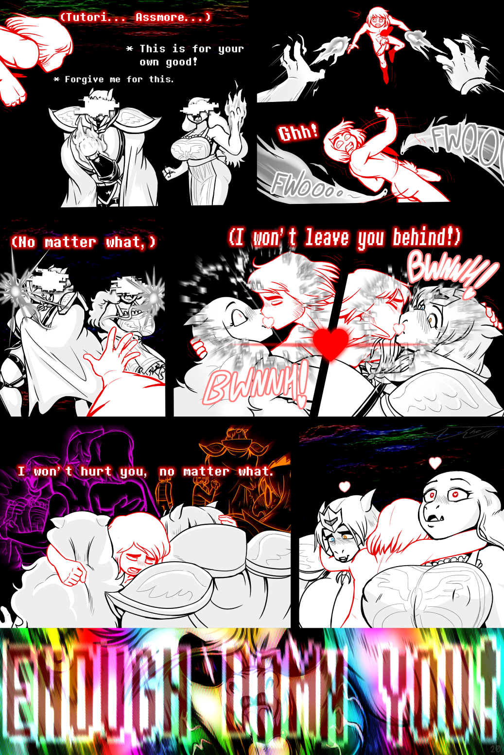 &lt;3 &lt;3_eyes alternate_universe angel_derear anthro apron apron_only asgore_dreemurr asriel_dreemurr_(god_form) big_breasts black_background blush bodily_fluids boss_monster bovid breast_squish breasts butt cape caprine clothed clothing comic covered_eyes crossgender dodging embrace english_text female fire flashback floating footwear footwear_only frisk_(undertale) frisky_(under(her)tail) genitals goat group hair herm hi_res horn hug human intersex kissing long_hair male mammal messy_hair mostly_nude outline partially_clothed penis penis_horn ponytail profanity pseudo_horn rainbow sharp_teeth shoes shoes_only simple_background skimpy skimpy_armor smile soul_(undertale) squish sweat teeth text thewill tongue toriel tutori under(her)tail undertale undertale_(series) unusual_anatomy unusual_genitalia_placement unusual_penis_placement vein wide_eyed wings