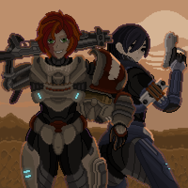 deathshork digital_media_(artwork) duo female gun halo_(series) human mammal microsoft pixel_(artwork) ranged_weapon spartan_(halo) weapon xbox_game_studios