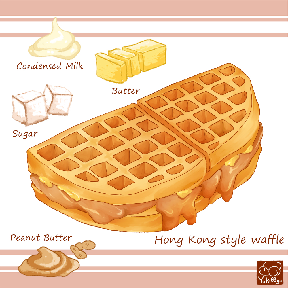 artist_logo artist_name butter commentary condensed_milk english_commentary english_text food food_focus food_name ingredients letterboxed original peanut_butter signature simple_background still_life sugar_cube waffle white_background yuki00yo