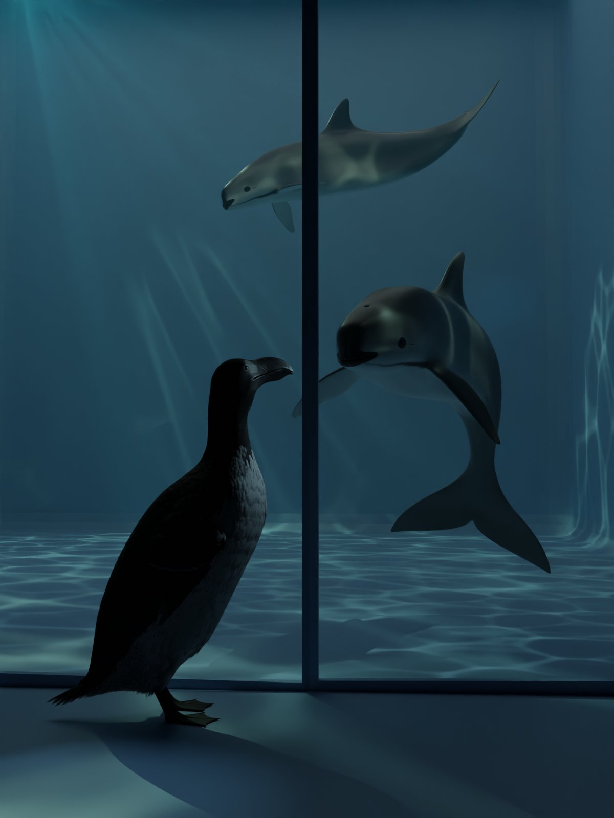 alcid ambiguous_gender aquarium avian bird cetacean feral great_auk group hi_res lari mammal marine rpalaeo trio vaquita vivarium