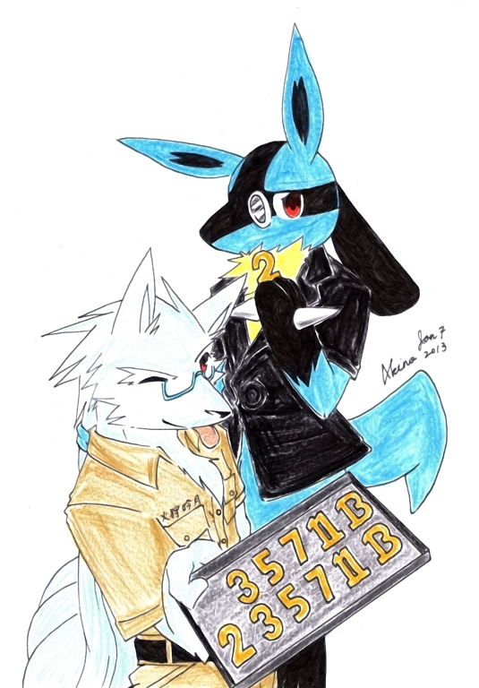 adult_male age_difference akino-kamihara anthro baking_tray biscuit_(food) bottomless bread clothed clothing duo eyewear food generation_1_pokemon generation_4_pokemon gintsuki_higari_(akino-kamihara) glasses humanoid inadzuki_(ruka) lucario male monocle ninetales nintendo number one_eye_closed partially_clothed pok&eacute;-high pokemon pokemon_(species) ponytail_(hair) school_uniform student teacher teacher_and_student teenager tongue tongue_out topwear uniform vest young