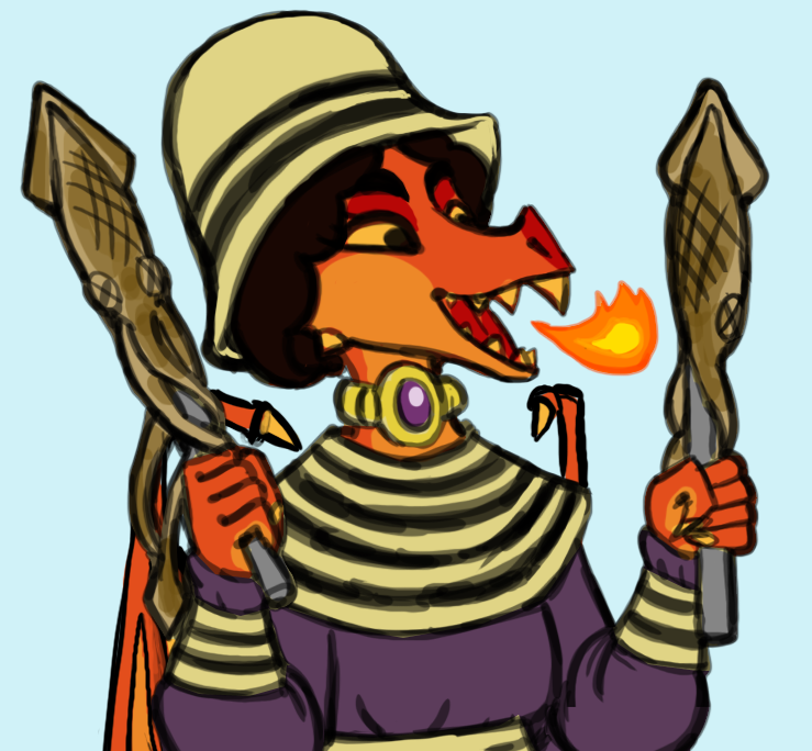 anthro breath_powers cephalopod clothing coleoid decapodiform dragon elemental_manipulation female fire fire_breathing fire_manipulation food hat headgear headwear jewelry lonelyworld marine mollusk reefa_multero solo swimwear x_eyes