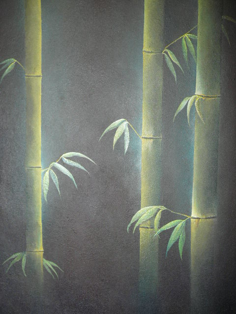 bamboo bamboo_forest branch dark forest leaf light mitzoka2001 nature no_humans original painting_(medium) shadow traditional_media