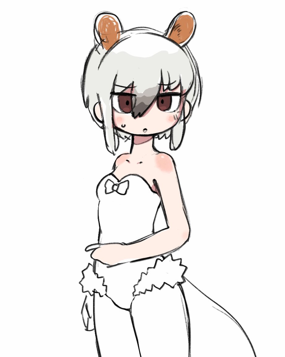 clothed clothing female humanoid kemono_friends paperclip_(artist) simple_background solo southern_tamandua_(kemono_friends) tamandua_humanoid white_background