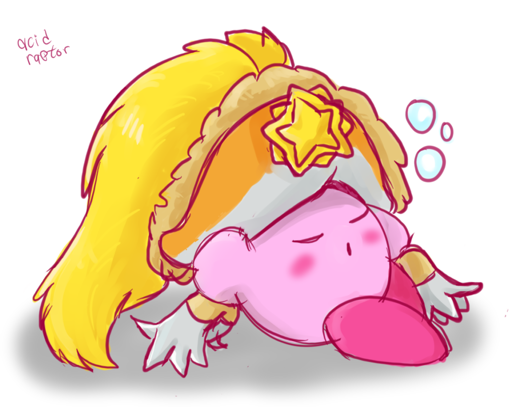 closed_eyes kirby kirby_(series) kirby_and_the_forgotten_land noble_ranger_kirby non-web_source ranger_kirby sleeping white_background