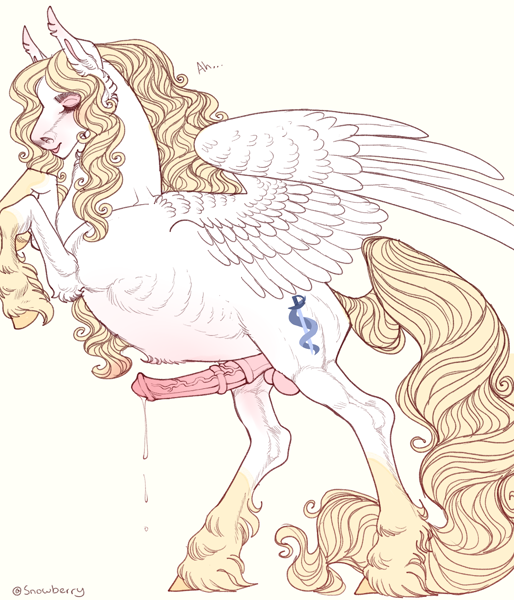anatomically_correct animal_genitalia animal_penis balls blonde_hair blush cutie_mark ear_tuft equid equine equine_genitalia equine_penis erection eyes_closed feral fetlocks fluffy fur genitals hair hasbro horse long_hair male mammal medial_ring my_little_pony on_hind_legs open_mouth pegasus penis sheath signature simple_background snowberry solo solo_focus tuft vein veiny_penis wavy_hair white_body wings yellow_body yellow_fur