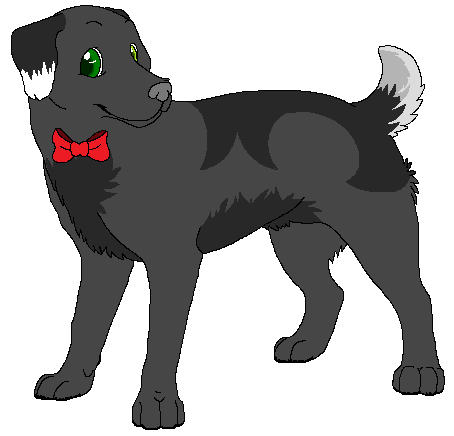 2013 aliasing alpha_channel ambiguous_gender bluekyokitty bow_tie canid canine canis digital_drawing_(artwork) digital_media_(artwork) digitigrade domestic_dog female_(lore) feral flat_colors floppy_ears full-length_portrait fur green_eyes grey_body grey_fur grey_nose lop_ears low_res mammal paws portrait raised_tail red_bow_tie sebdoggo short_tail simple_background smile snout solo standing tail transparent_background