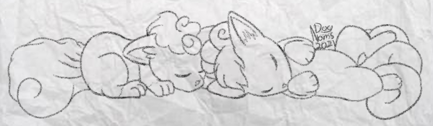 2021 3_tails alolan_form alolan_vulpix ambiguous_gender black_and_white canid canine cuddling dognoms duo eyes_closed feral fox fur generation_1_pokemon hair mammal monochrome multi_tail nintendo paper_background paws pokemon pokemon_(species) quadruped regional_form_(pokemon) tail vulpix