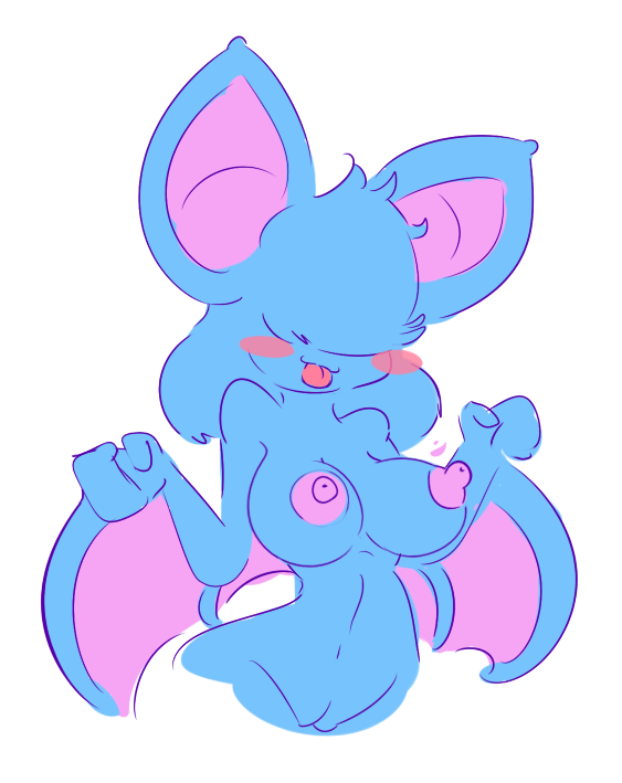 alpha_channel anthro anthrofied bangs_(character) blush blush_stickers breasts chiropteran elpatrixf fan_character female hair hair_over_eyes mammal membranous_wings nintendo pok&eacute;mon pok&eacute;mon_(species) pok&eacute;morph simple_background solo tongue tongue_out transparent_background video_games winged_arms wings zubat