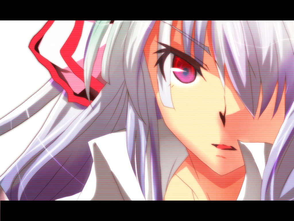 bad_id bad_pixiv_id close-up face fujiwara_no_mokou hair_over_one_eye hivalu_nagare letterboxed red_eyes solo touhou
