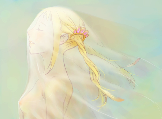 artist_request blonde_hair blush braid breasts closed_eyes final_fantasy final_fantasy_xii final_fantasy_xii_revenant_wings nipples nude penelo see-through small_breasts solo twin_braids twintails veil