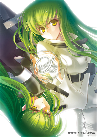 c.c. code_geass dual_persona green_hair long_hair multiple_girls s-yin straitjacket yellow_eyes