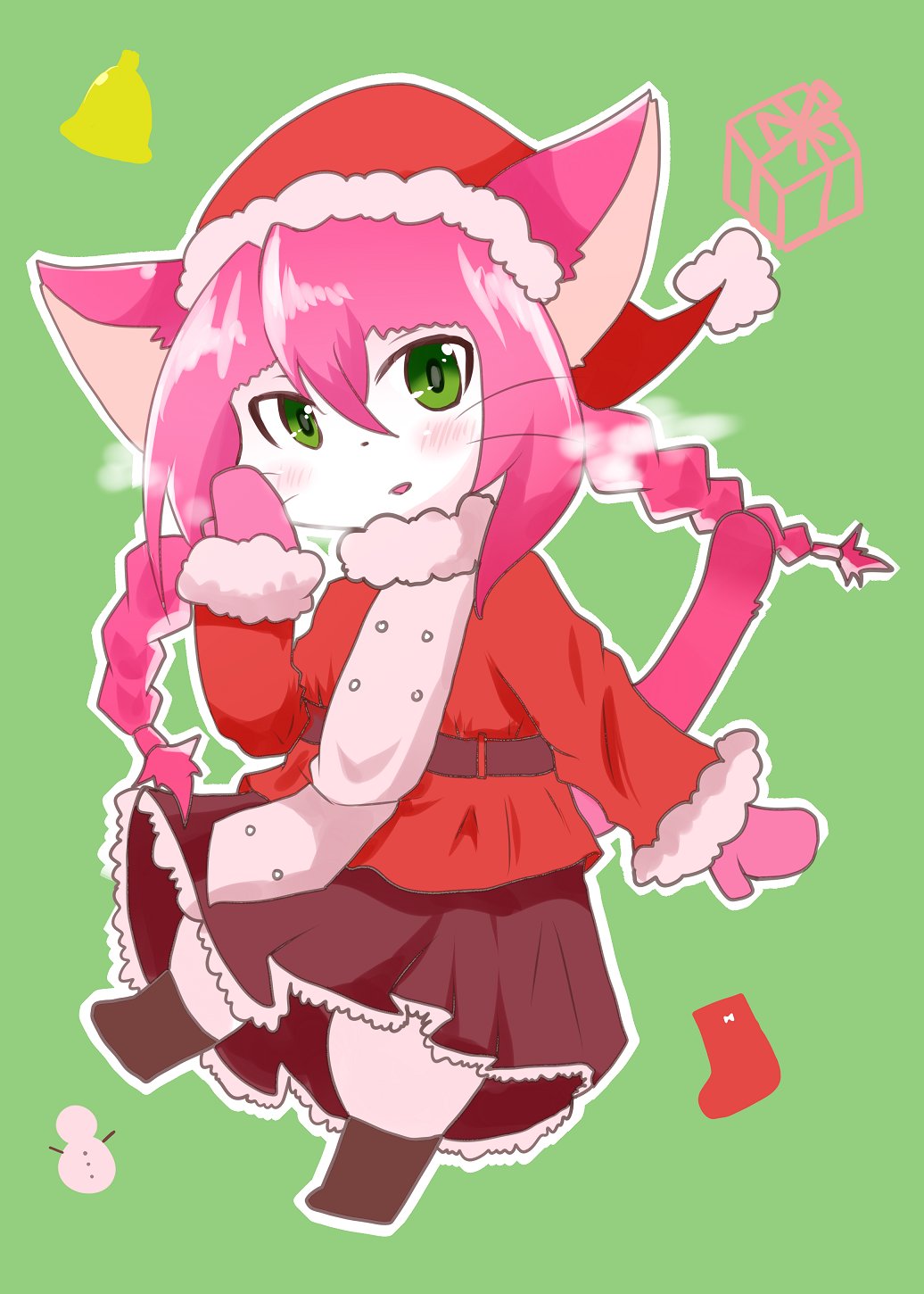 1girl cat cat_busters character_request furry green_eyes long_hair pink_hair solo suisujin