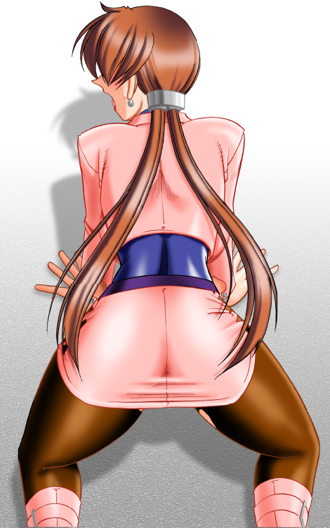 ass brown_hair king_of_fighters kof pantyhose shermie snk torn_clothes torn_pantyhose