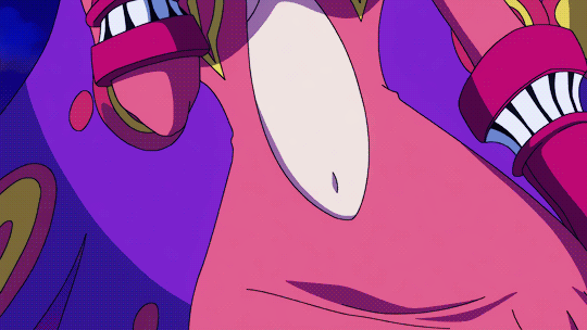 1girl animated animated_gif breasts cleavage large_breasts one_piece pink_hair undressing vinsmoke_reiju
