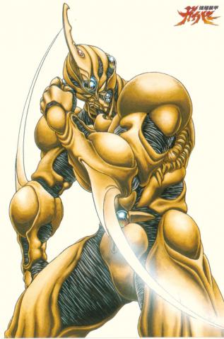 anime formal gold guyver guyver_2 kyoushoku_soukou_guyver lowres suit