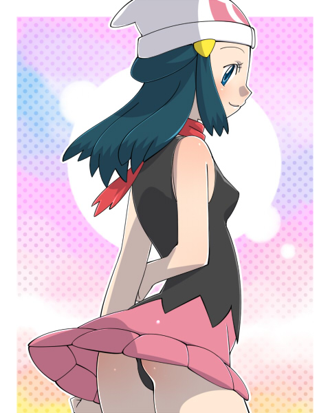 amada bad_id bad_pixiv_id beanie hat hikari_(pokemon) long_hair panties pantyshot pokemon solo underwear upskirt