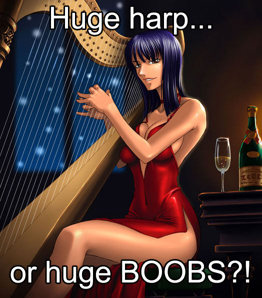 bare_shoulders black_hair breasts harp huge_breasts huge_harp instrument long_hair nico_robin one_piece snow window wine wineglass