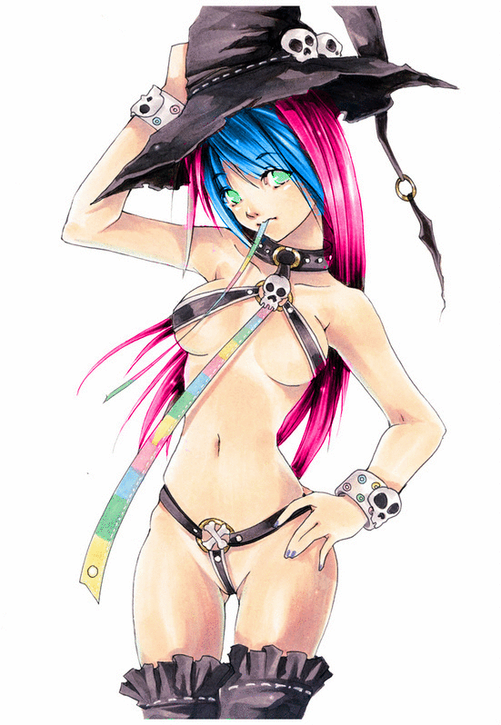 animated animated_gif edited hat jonathan_liang solo thighhighs third-party_edit watermark witch witch_hat
