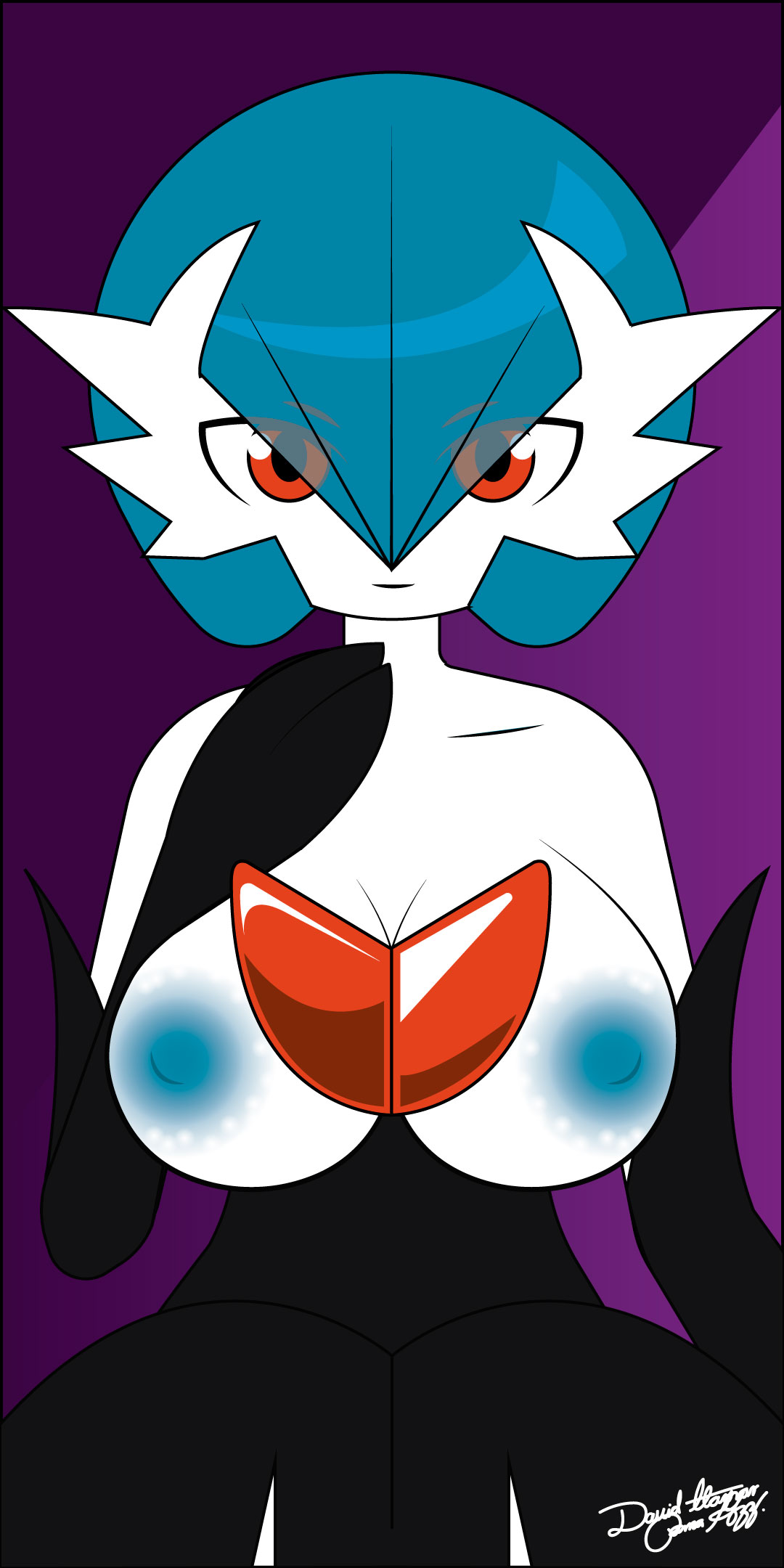 2019 big_breasts blue_hair breasts clothing digital_media_(artwork) dipgd female free gardevoir hair humanoid nintendo nipples pok&eacute;mon pok&eacute;mon_(species) shiny shiny_pok&eacute;mon simple_background video_games