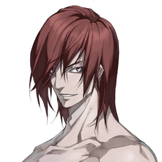 chest grin kousaki_rui male_focus original red_hair shirtless smile solo