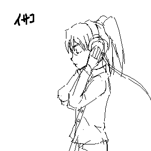 amasawa_yuuko animated animated_gif dennou_coil easytoon glasses greyscale headphones lowres monochrome short_hair sketch solo twintails