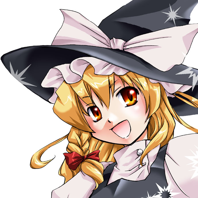 blonde_hair fifty hat kirisame_marisa open_mouth portrait solo touhou witch_hat yellow_eyes