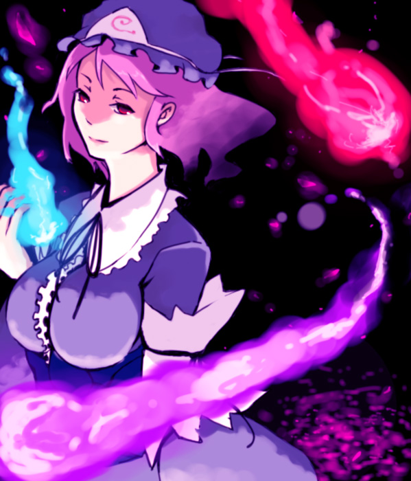 bad_id bad_pixiv_id ghost hat pink_hair ribbon saigyouji_yuyuko short_hair solo touhou zen_(raspberry)