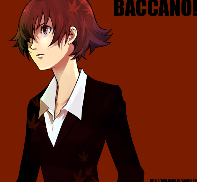 androgynous baccano! ennis flat_chest formal red_eyes red_hair reverse_trap short_hair solo suit