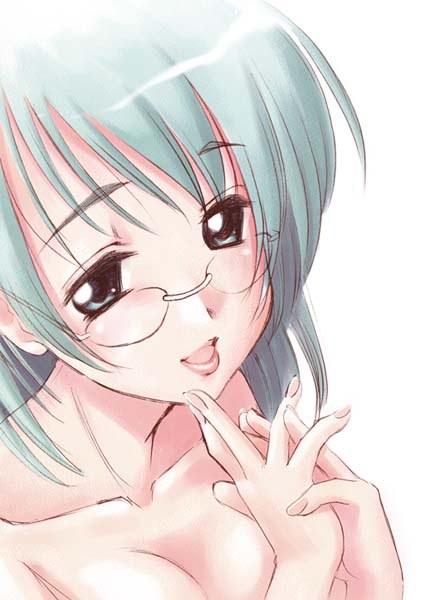 copyright_request glasses green_eyes green_hair katou_ryouichi solo