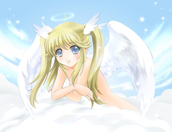 angel blush long_hair naked nude twintails wings
