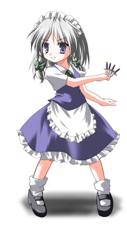 bangs chibi izayoi_sakuya lowres solo subaru_noji touhou